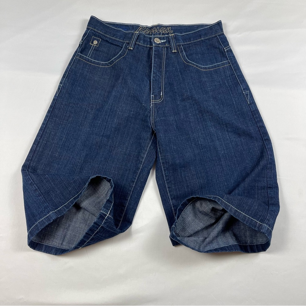 Vintage Y2K Mens Koman Faded Baggy Denim Jean Shorts Jorts  Size 36